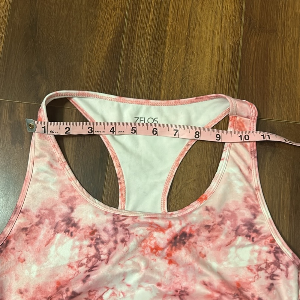 Zelos Pink Tie Dye Sports Bra Medium Racerback Workout Yoga Athletic Top - Picture 8 of 9